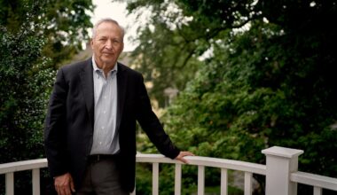 Larry Summers at his home in Brookline in 2021.