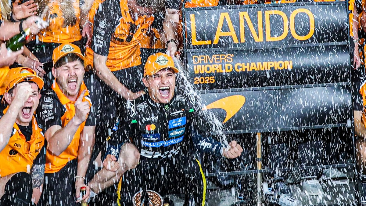 how Lando Norris celebrated world title