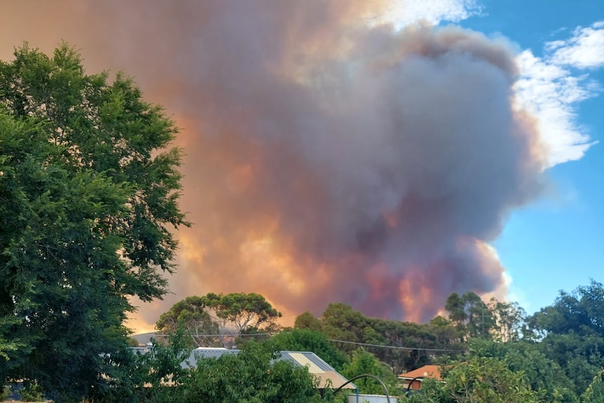 Smoke billows from a rural setting