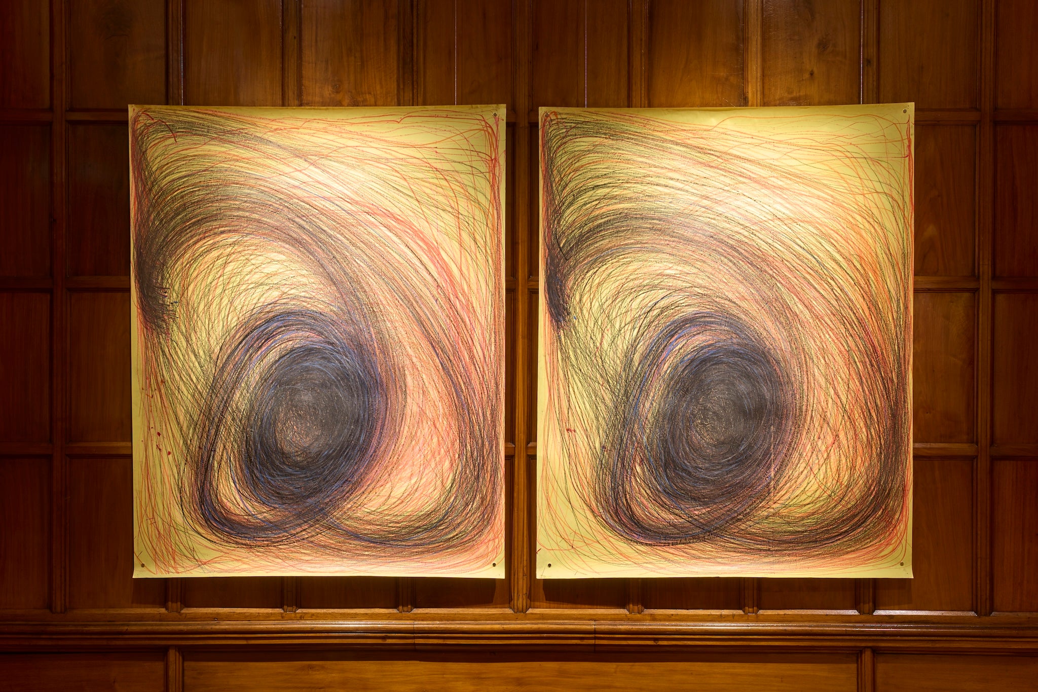 Alongside her sculptures, Nnena Kalu also creates large drawings using similar rhythmic lines