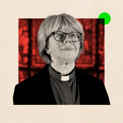 BBC A treated image of Archbishop of Canterbury-designate Sarah Mullally 
