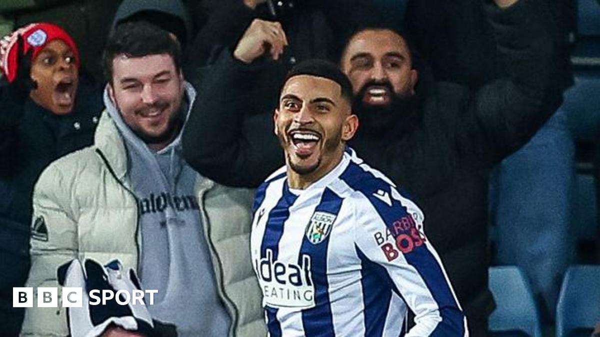 West Brom's Karlan Grant celebrating his goal against Sheffield United
