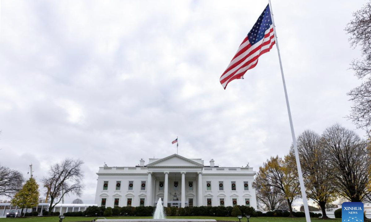 Photo taken on December 2, 2025 shows the White House, in Washington, D.C., the United States. (Xinhua/Hu Yousong)