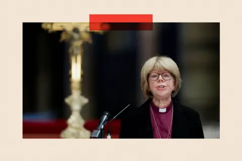 Reuters Sarah Mullally delivers an address inside Canterbury Cathedral