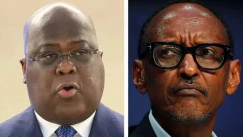 Reuters / BBC A composite image showing DR Congo's President Tshisekedi and Rwandan President Kagame.