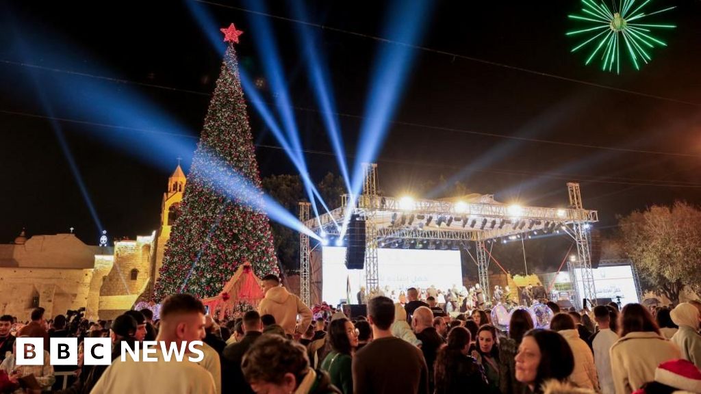 Bethlehem Christmas tree lights up for first time since start of Gaza war