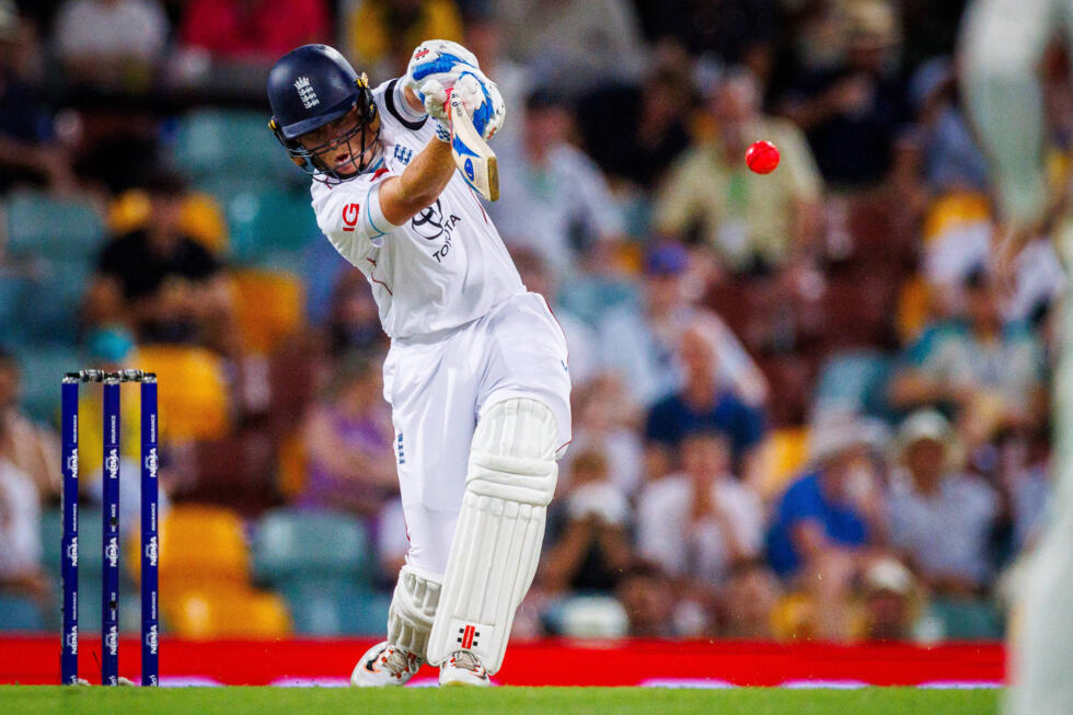 Ollie Pope is dismissed by Australia's Michael Neser in England's second innings of the second Test in Brisbane