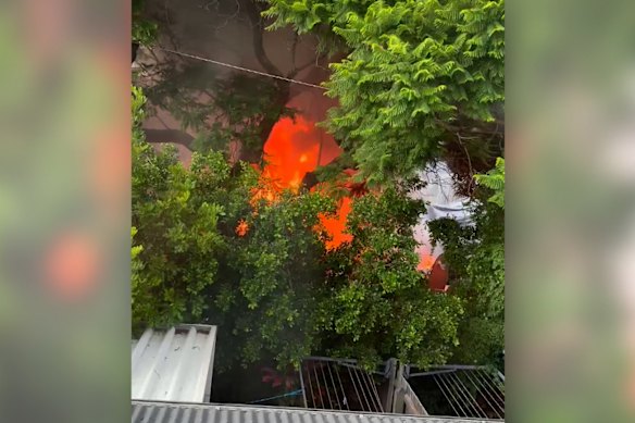 The fierce Mango Hill blaze on Sunday morning.