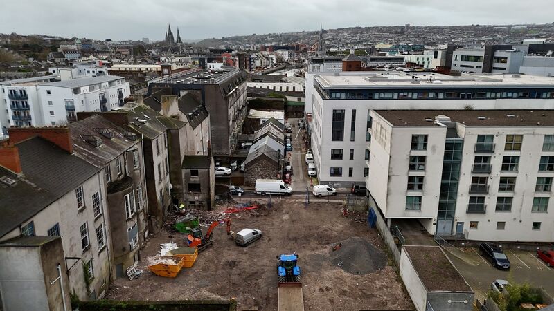 Site clearance underway to the rear of Nos 31, 32, and 33 South Terrace, a trio of Georgian beauties once owned by noted architect  Thomas Deane. Picture: Larry Cummins