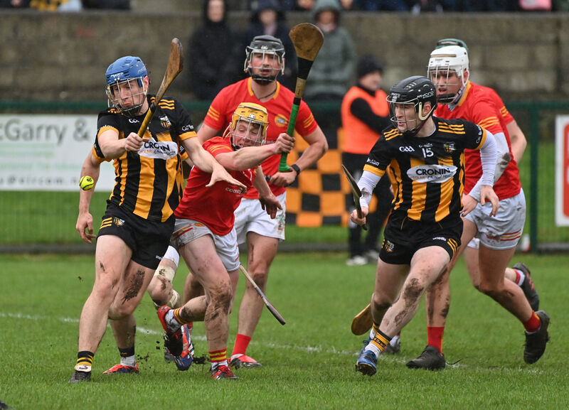  Darragh Considine of Kilbrittain holding off Barry Nolan, Davidstown-Courtnacuddy. Picture: Dan Linehan