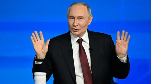 Alexander NEMENOV/AFP Vladimir Putin holds his annual end-of-year press conference in Moscow on December 19, 2025