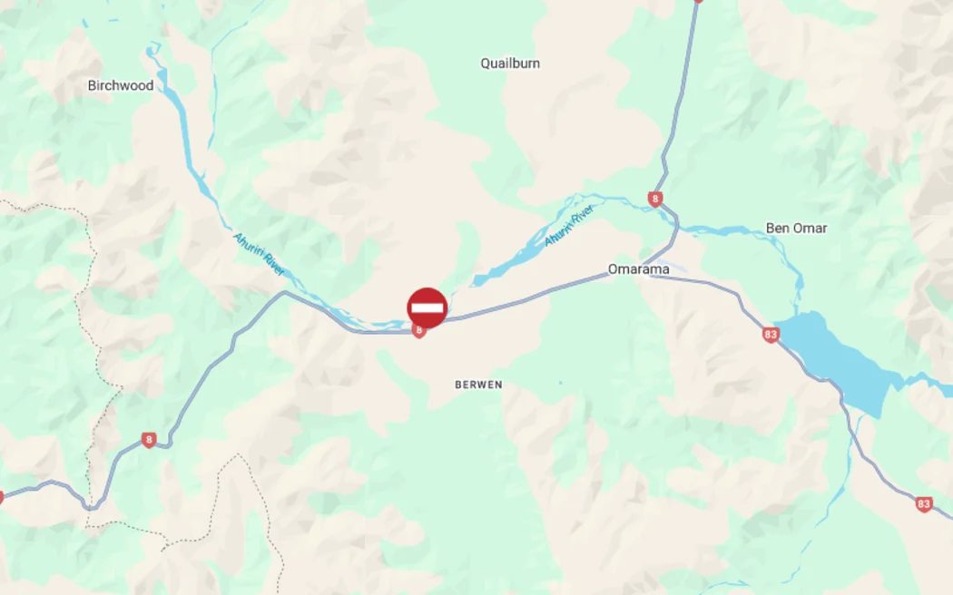 State Highway 8, near Omarama, was closed by a crash.