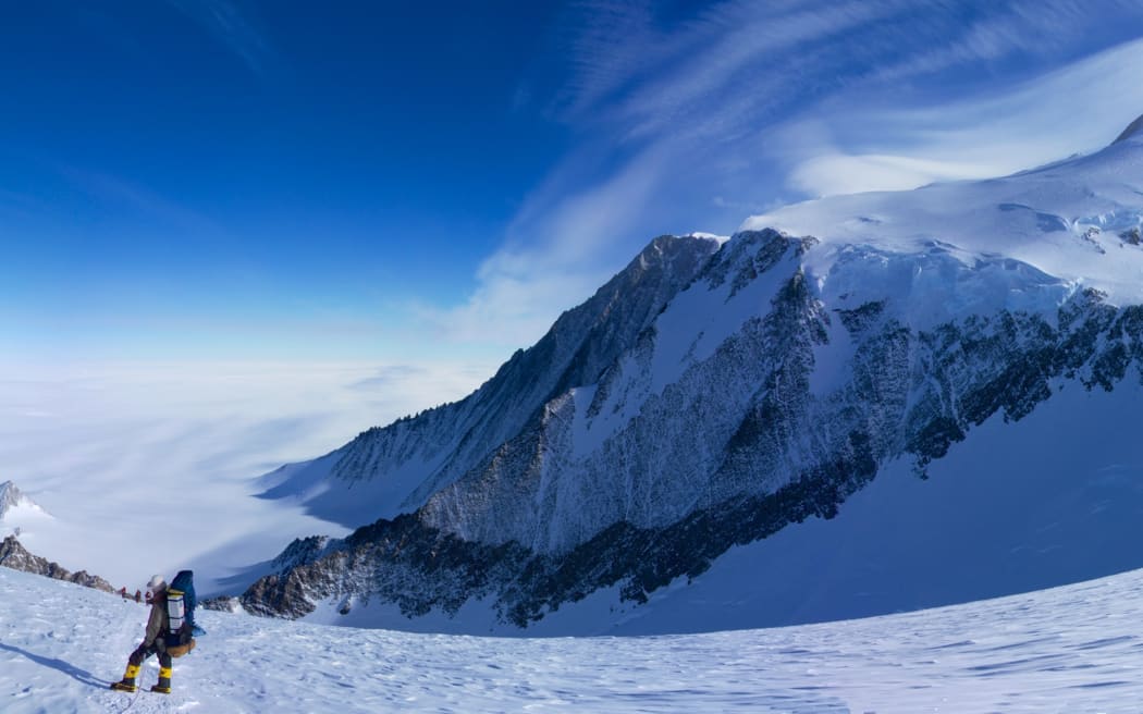 MP Andrew Bayly pictured at the South Pole.
