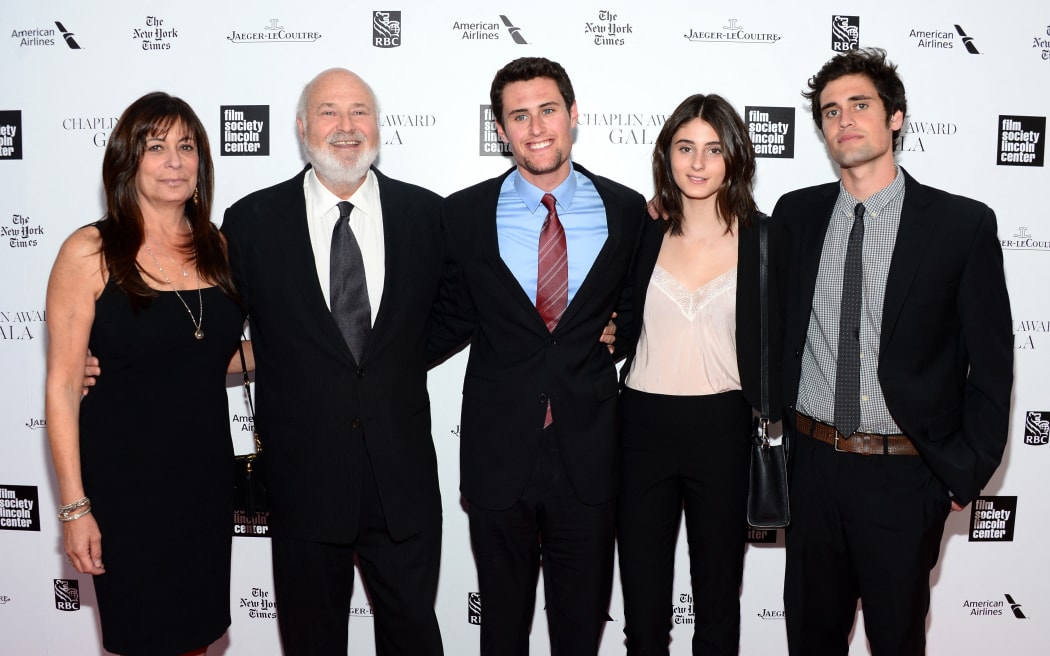 Rob Reiner poses with family at the 41st Annual Chaplin Award Gala at Avery Fisher Hall at Lincoln Center for the Performing Arts on 28 April, 2014 in New York City.