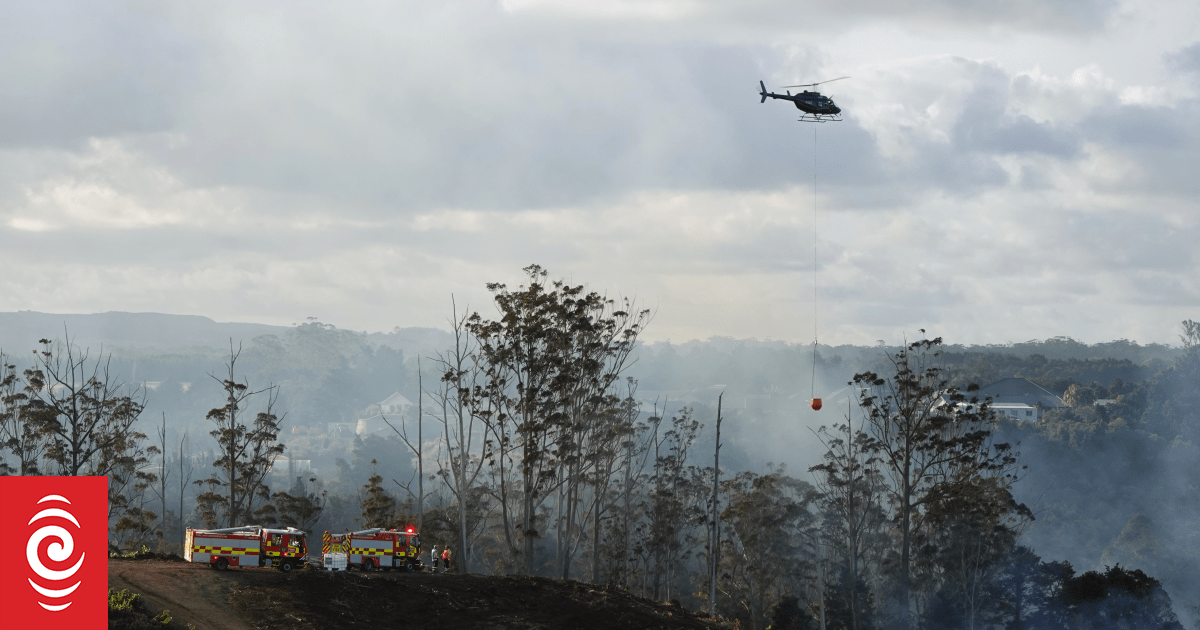 20 firefighters, two helicopters respond to four-hectare fire in Kerikeri