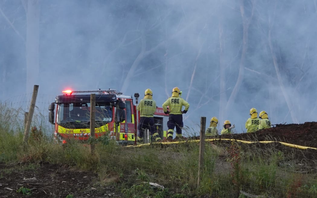 The four hectare fire in Kerikeri being put out by Fire and Emergency.