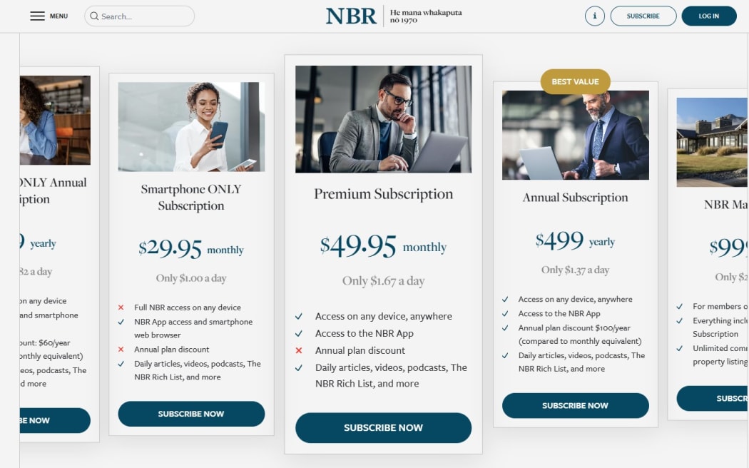 National Business Review subscriptions webpage
