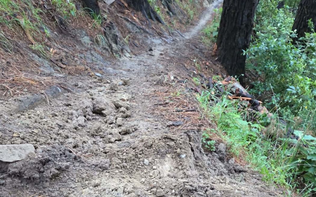 Holes had been dug up along the track