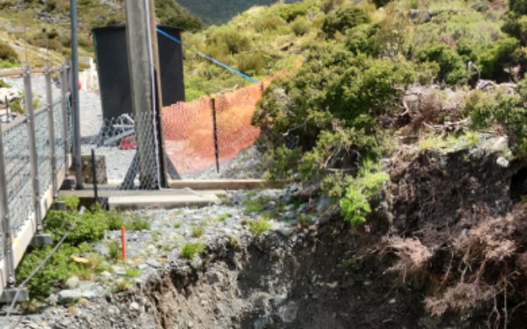 Erosion on the Hooker Valley Track.
