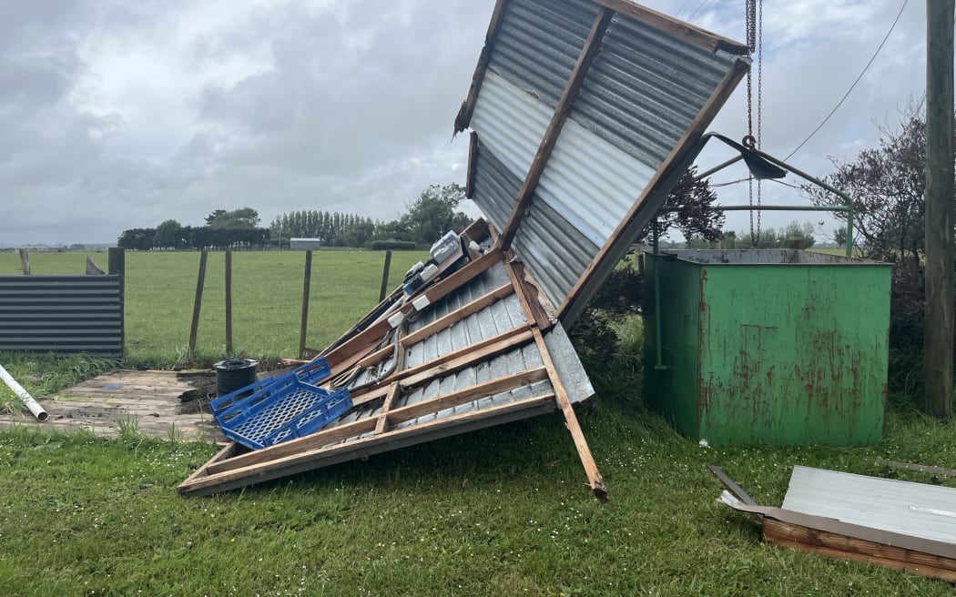 A tornado is reported to have flipped a caravan injuring one person at a motor camp at Lake Dudding in rural Manawatū.