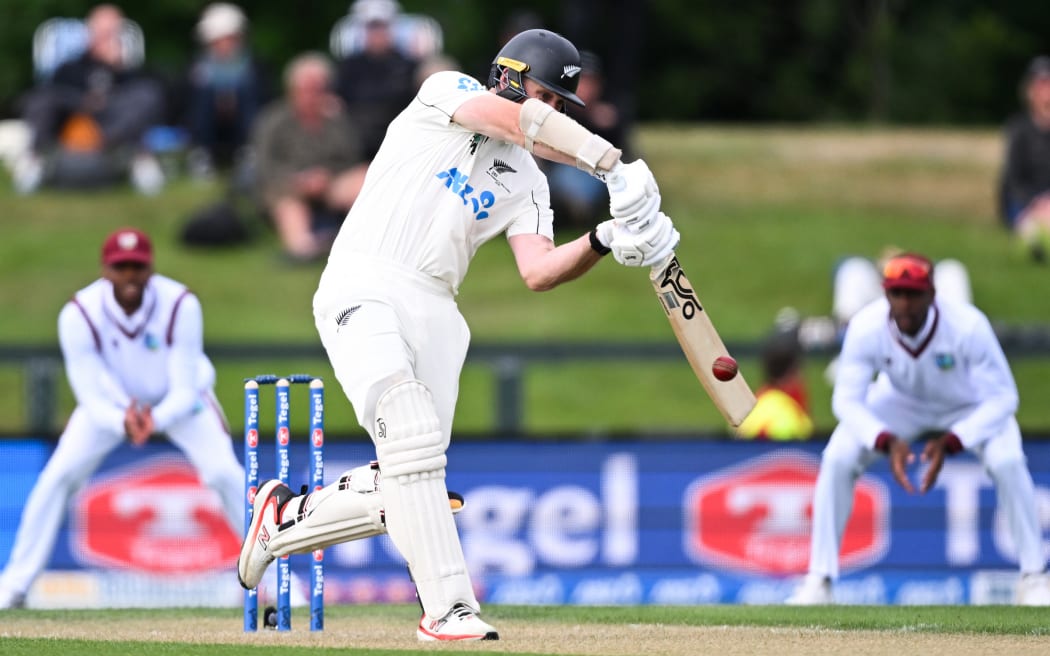 New Zealand’s Michael Bracewell during play on Day 1 of the first cricket test match between New Zealand and West Indies at Hagley Oval in Christchurch, New Zealand. Tuesday 2 December 2025.