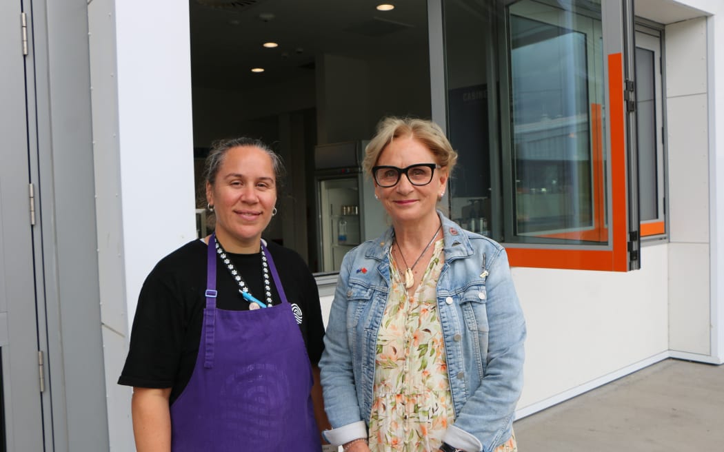 Haeata Community Campus cafe staff member Elise Darbyshire (left) and principal Peggy Burrows (right).