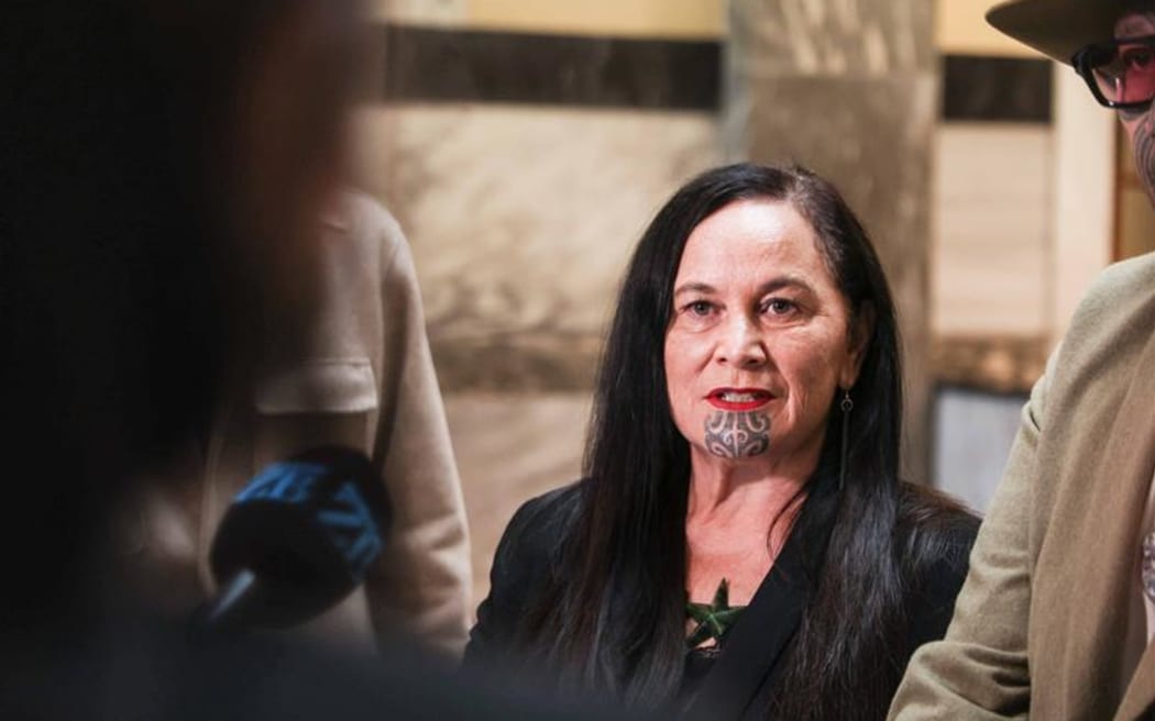 Te Pāti Māori co-leader Debbie Ngarewa-Packer speaks to media on 10 November 2025 after announcing two party members have been expelled from the party.