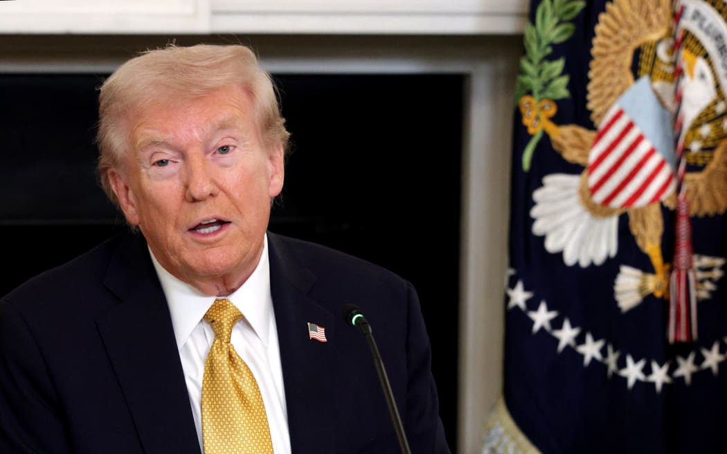 US President Donald Trump delivers an announcement on his Homeland Security Task Force in the State Dining Room of the White House on October 23, 2025 in Washington, DC. Trump announced his administration’s task force has arrested over 3,000 cartel and foreign terrorist members.
