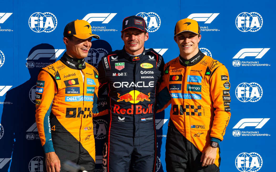 Lando Norris, Max Verstappen and Oscar Piastri.