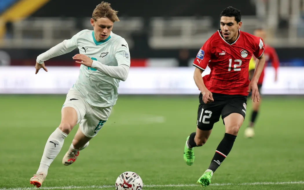All Whites striker Ben Waine in action against Egypt.