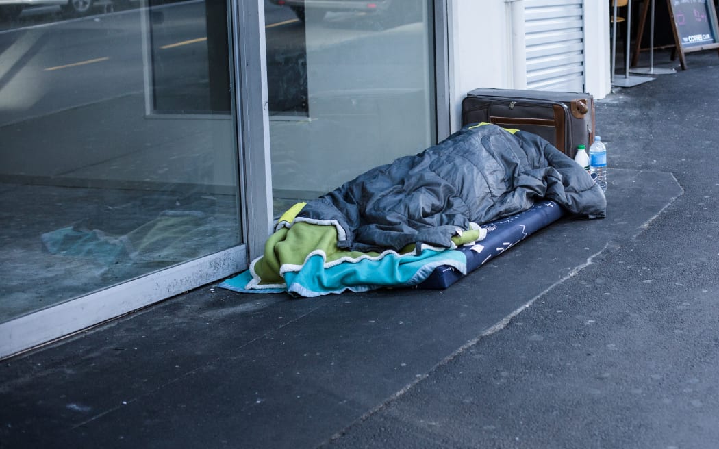 General vision of homelessness in Auckland central city.
