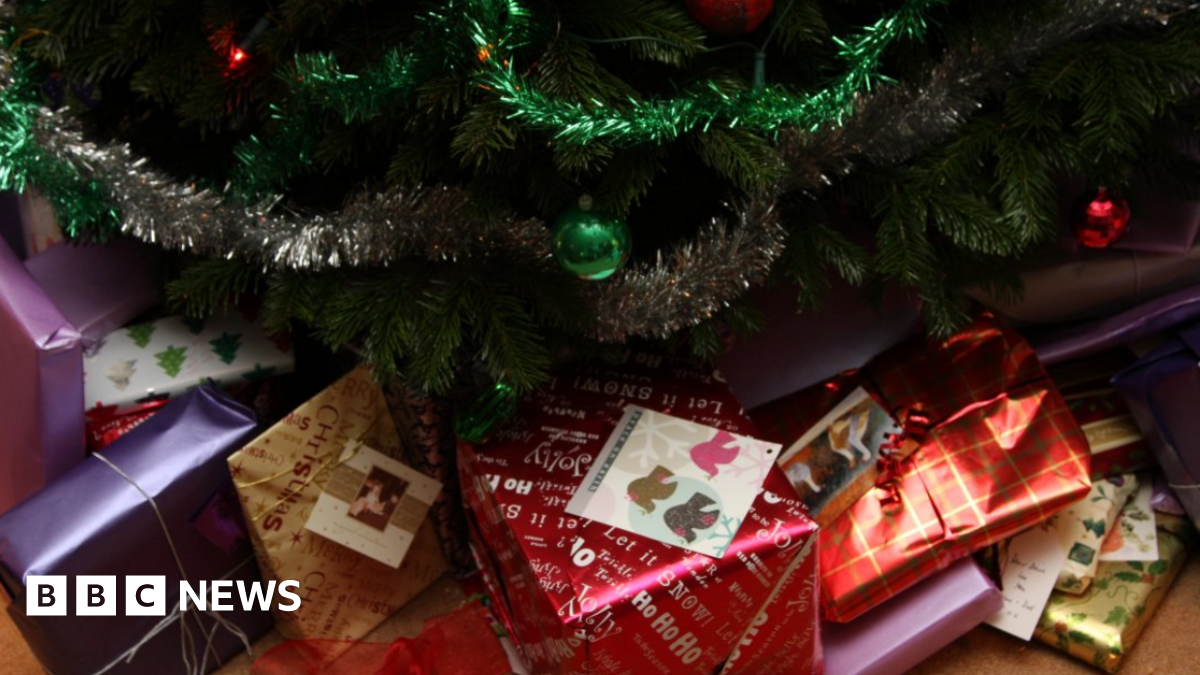 The colourful presents were tucked under the tree which was decorated with silver tinsel and baubles.
