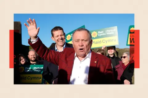 PA Wire Plaid Cymru's newly elected Senedd member Lindsay Whittle speaks during a rally at Caerphilly Castle 