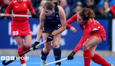 Katie Mullan on her 250th appearance for Ireland battles England’s Anna Toman