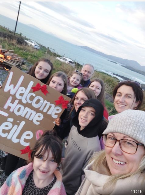 Féile's welcome home party.