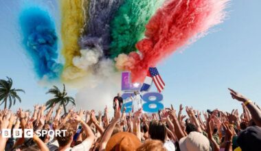 Celebrations for the handover of the 2028 Olympics in Los Angeles
