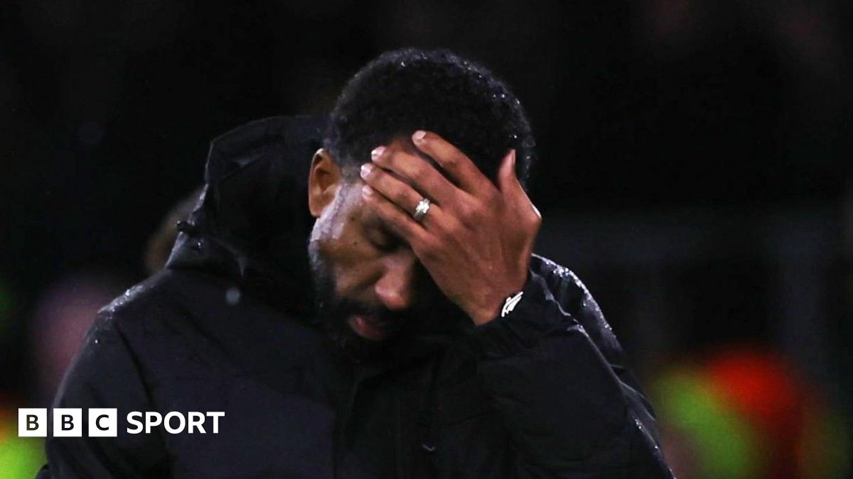 Wilfried Nancy puts his hand to his head after losing his second match in charge of Celtic