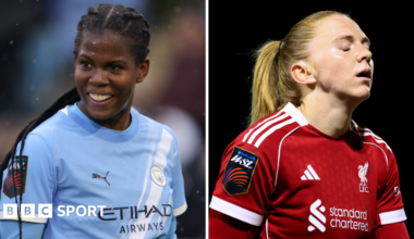 Manchester City's Khadija Shaw and Liverpool's Ceri Holland