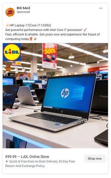 Example of scam social media advertisement. Photo: Bank of Ireland