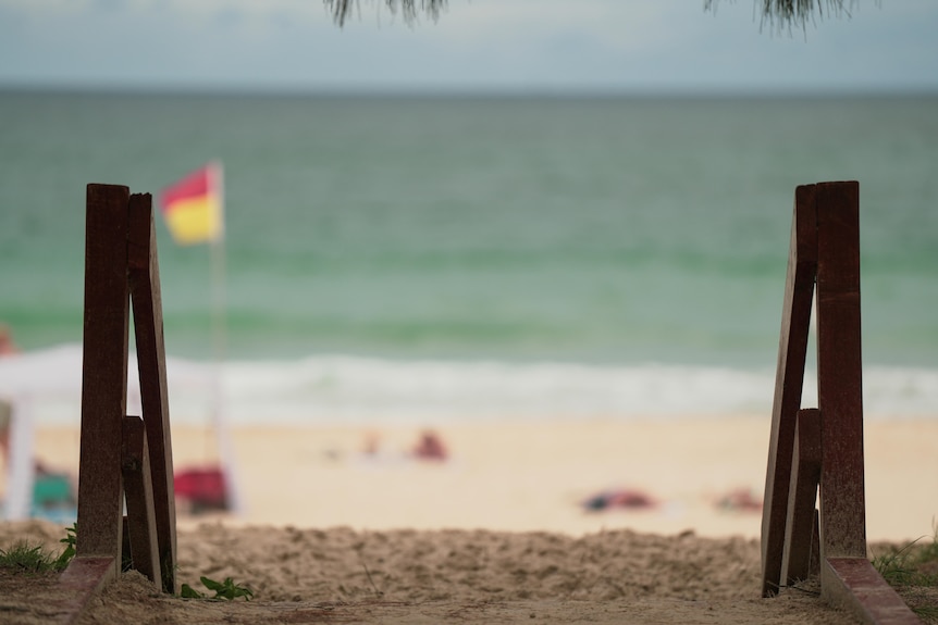 A close up of an entrance to the beach on the Gold Coast.
