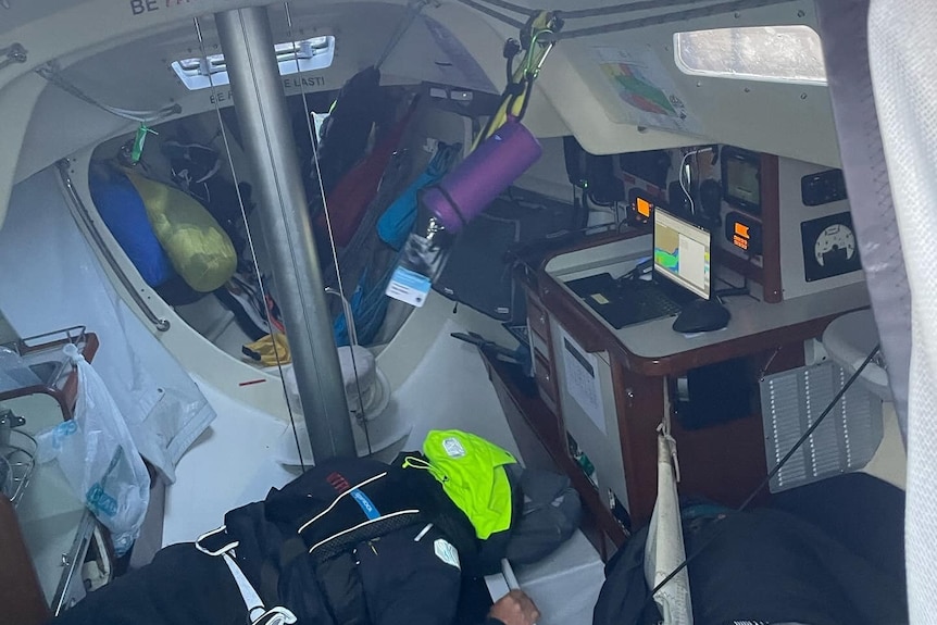 Below deck on a yacht.