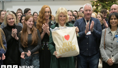 Queen Camilla meets cast and crew on Bristol's Rivals set