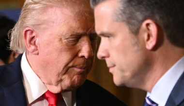 Donald Trump with defence secretary Pete Hegseth