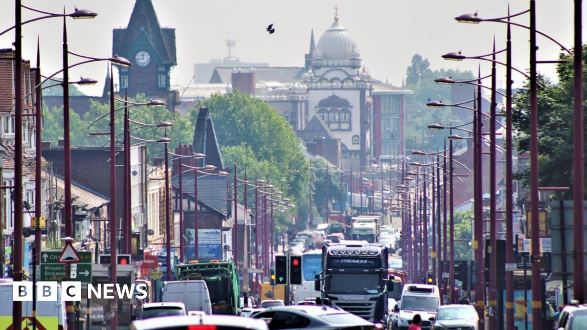 Soho road in Birmingham with cars and lorries driving on the road