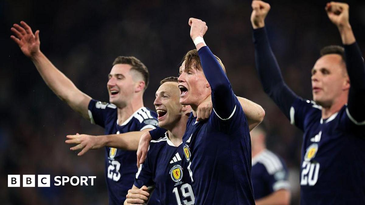 Scott McTominay leads Scotland's celebrations after qualifying for the World Cup