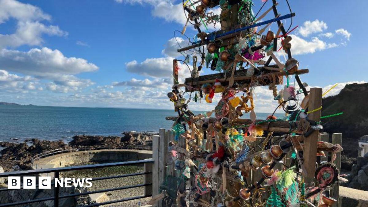The Christmas tree at La Vallette Bathing Pools in St Peter Port is made from materials saved from landfill and found during beach cleans.