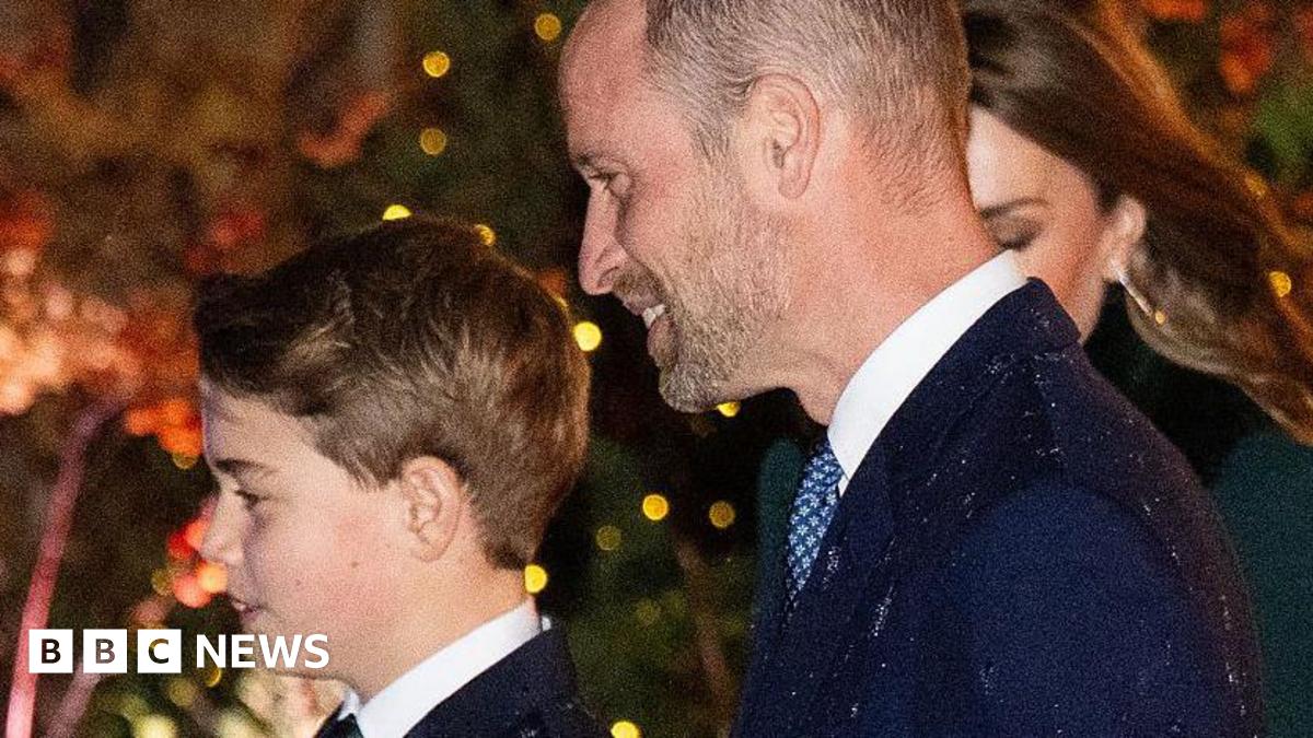 Prince George and the Prince of Wales at the carol concert at Westminster Abbey in December 2025