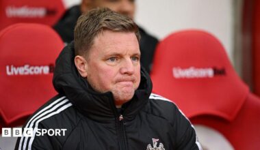 Newcastle United head coach Eddie Howe before the game against Sunderland at the Stadium of Light on 14 December, 2025