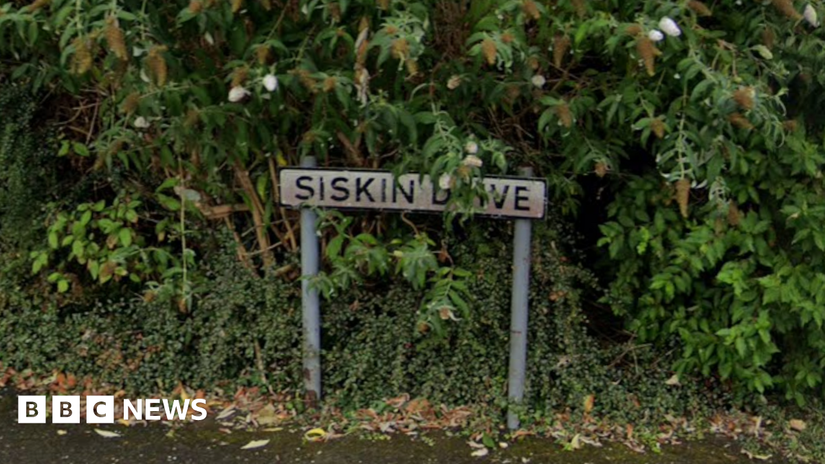 Sign which reads Siskin Drive in front of a bush