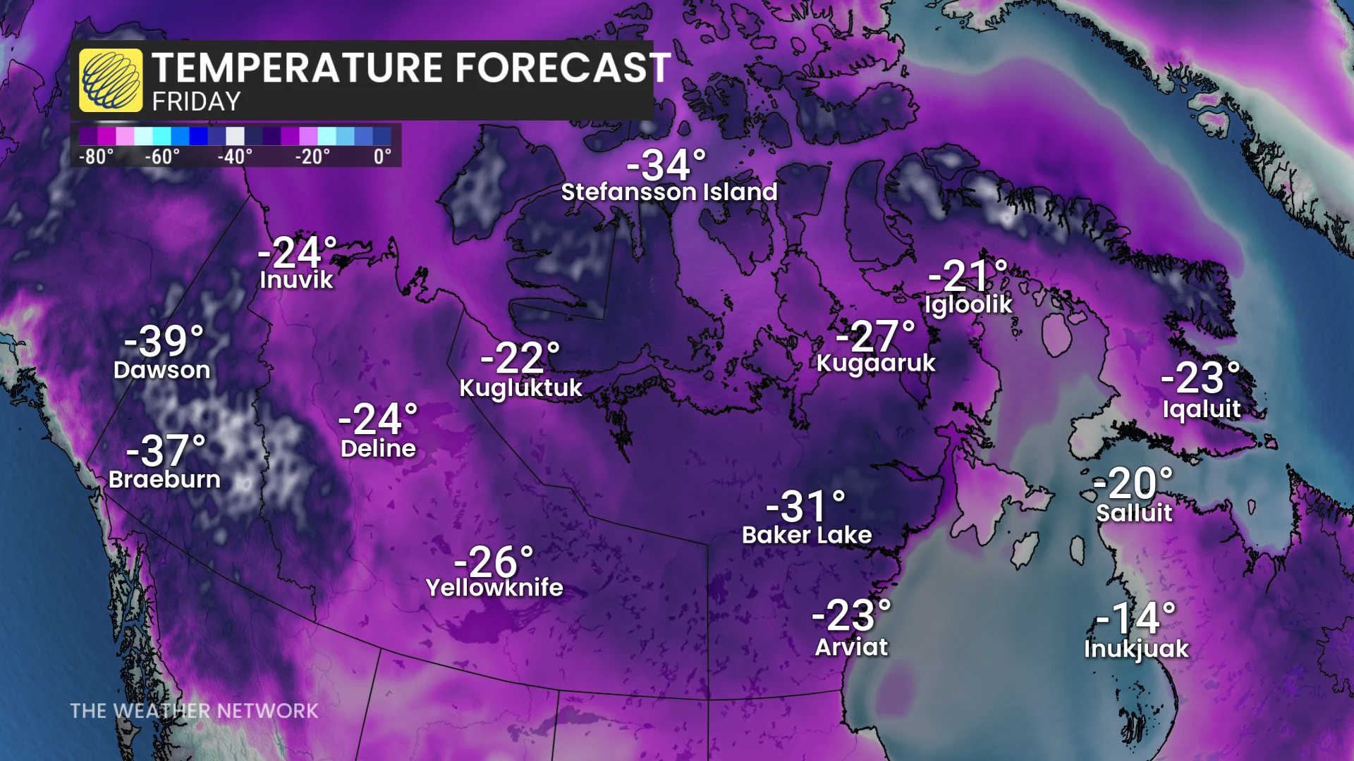 Baron - Friday Yukon temperatures - Dec 23
